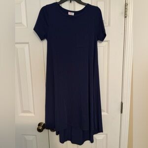 Lularoe NWOT Solid Medium Blue Hi-Low Carly Swing Dress